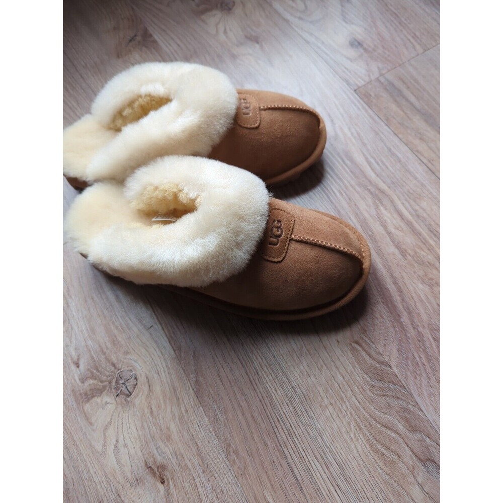 UGG Coquette Shearling Lined Slip On Slippers Chestnut Womens 7 EU 38 - Picture 3 of 11